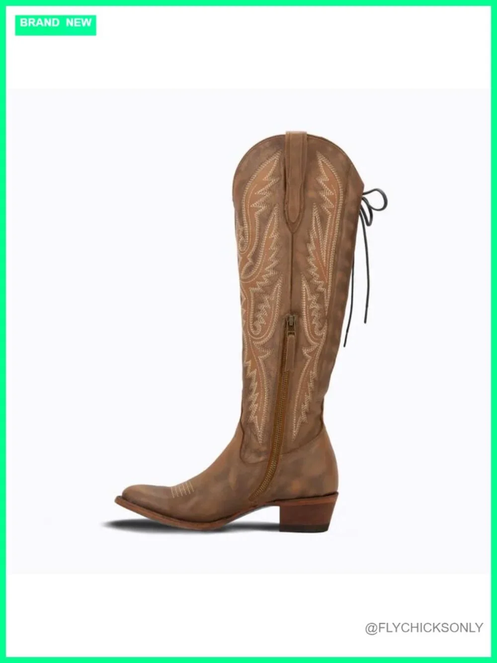 Over the Knee Cowboy Boots Women Adjustable Thigh High Cowgirl Block Low Heel